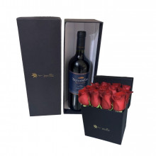 Vino Rutini Trumpeter Malbec mas Box por 12 Rosas